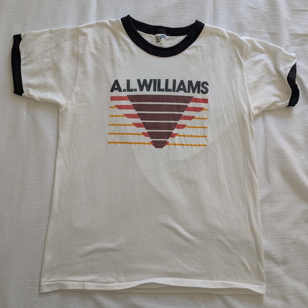Vintage 1970s A.L. Williams Ringer Tee –Tagged XL (Fits Like Medium)